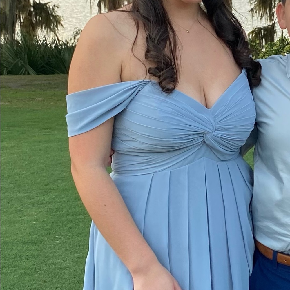 Azazie bridesmaid dress, dusty blue color, size 10, used one time like new - Picture 5 of 11